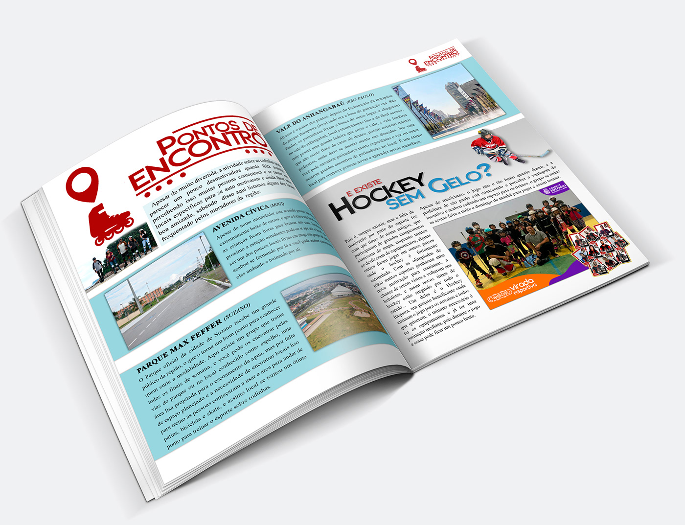 design design gráfico designer hockey magazine Mockup patins revista saúde social media