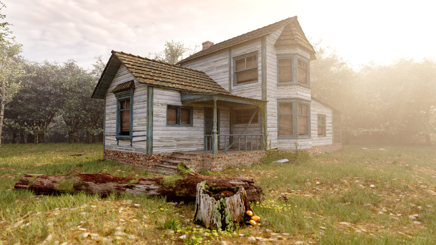 3ds max old forest house corona texturehaven cckaraduman 3D Modelling game design  game