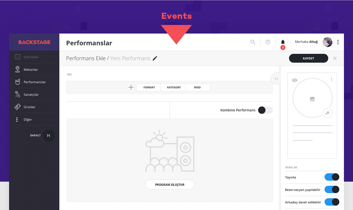 dashboard Event performer ticket UI ux venue web application Web Design 