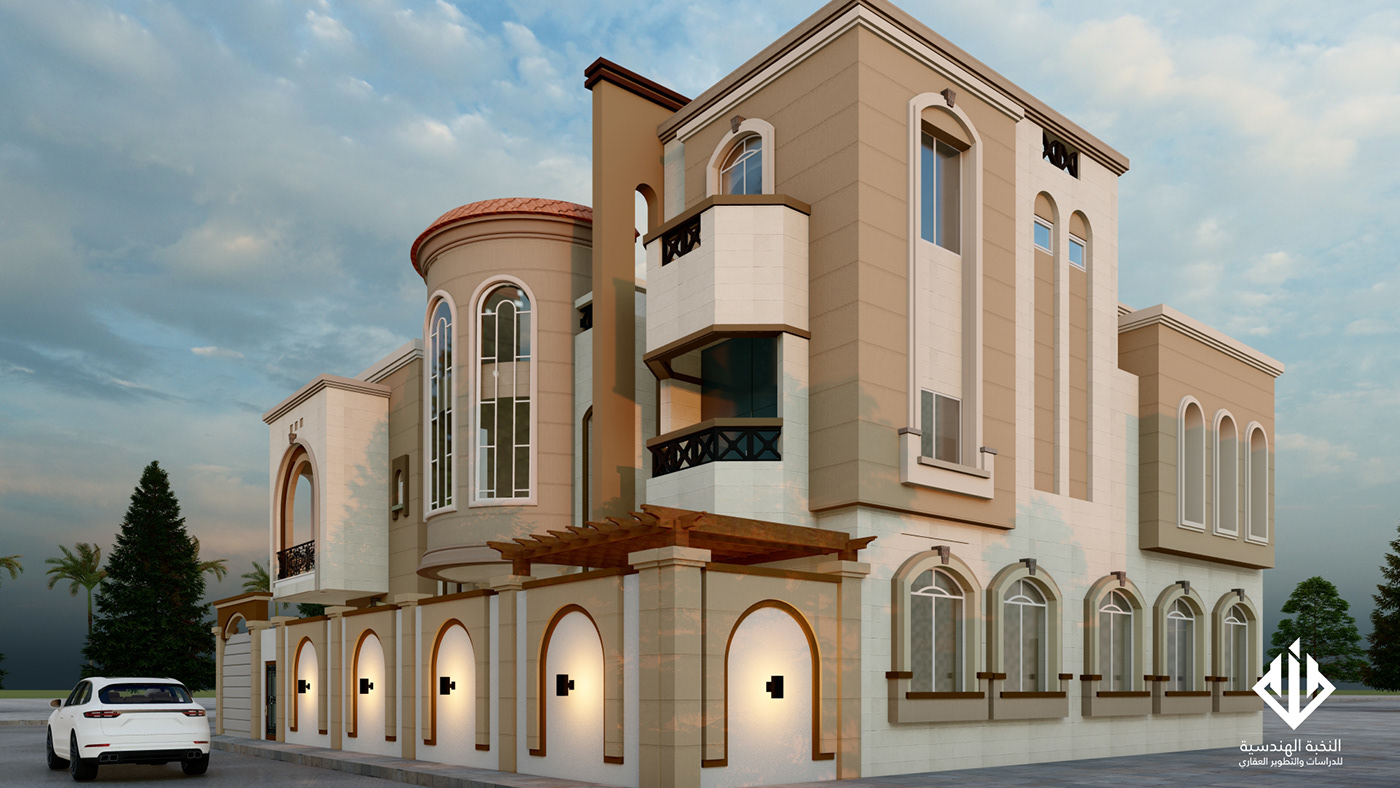 architecture archviz Elevations exterior interior design  KSA Mukalla Render riyadh Villa