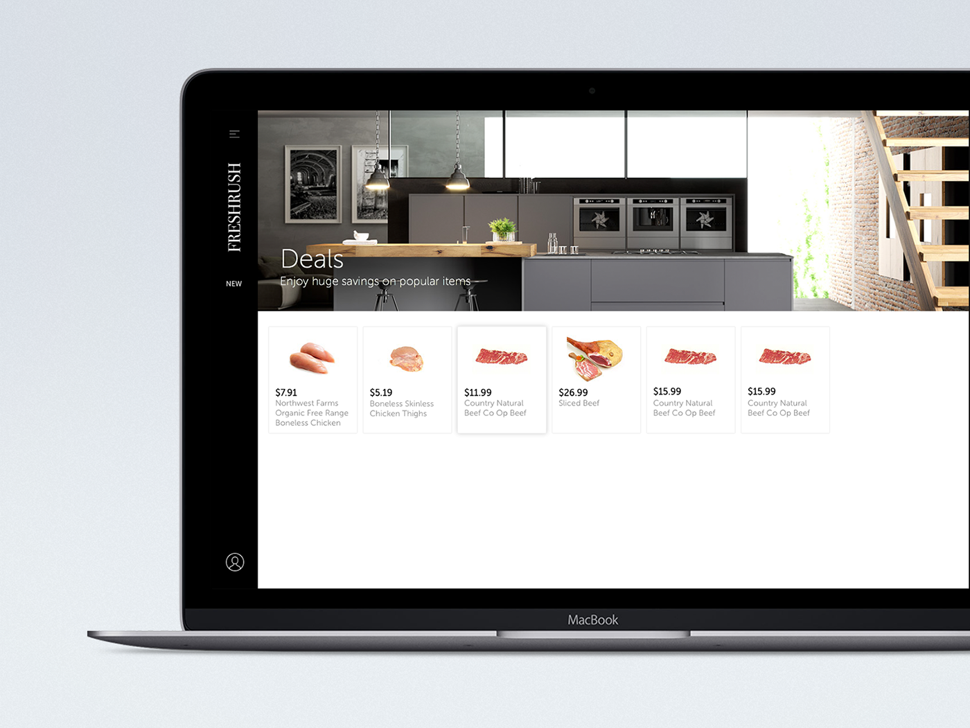 freshrush Grocery delivery Website iphone app modern minimal