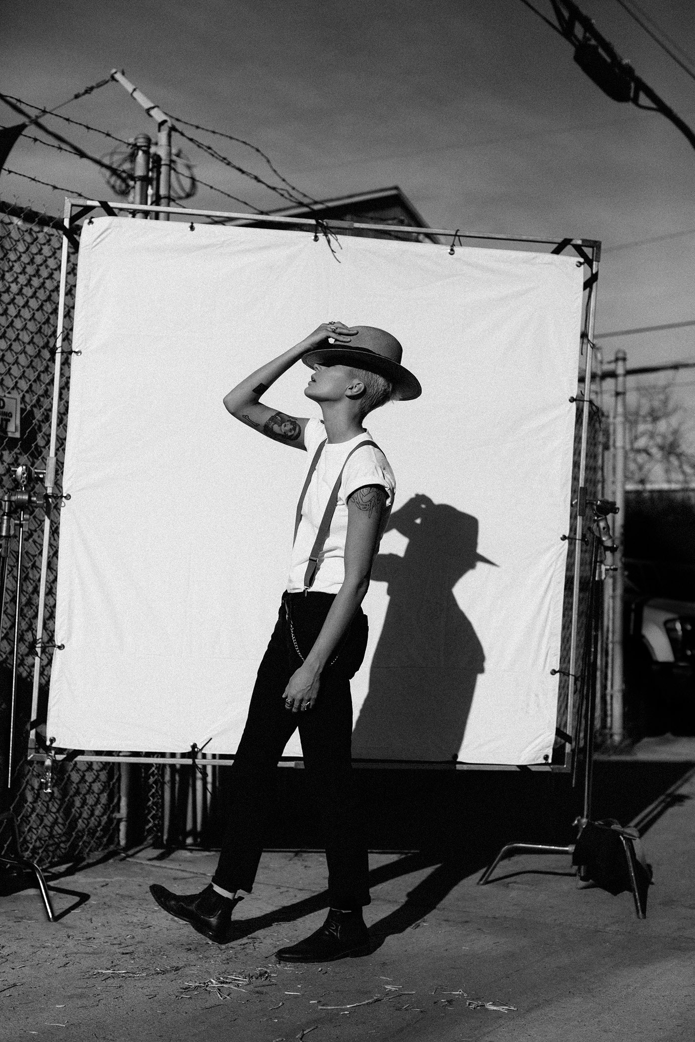 Gladys Tamez madison paige hat Fashion  Lindsey Childs Los Angeles black and white designer hat