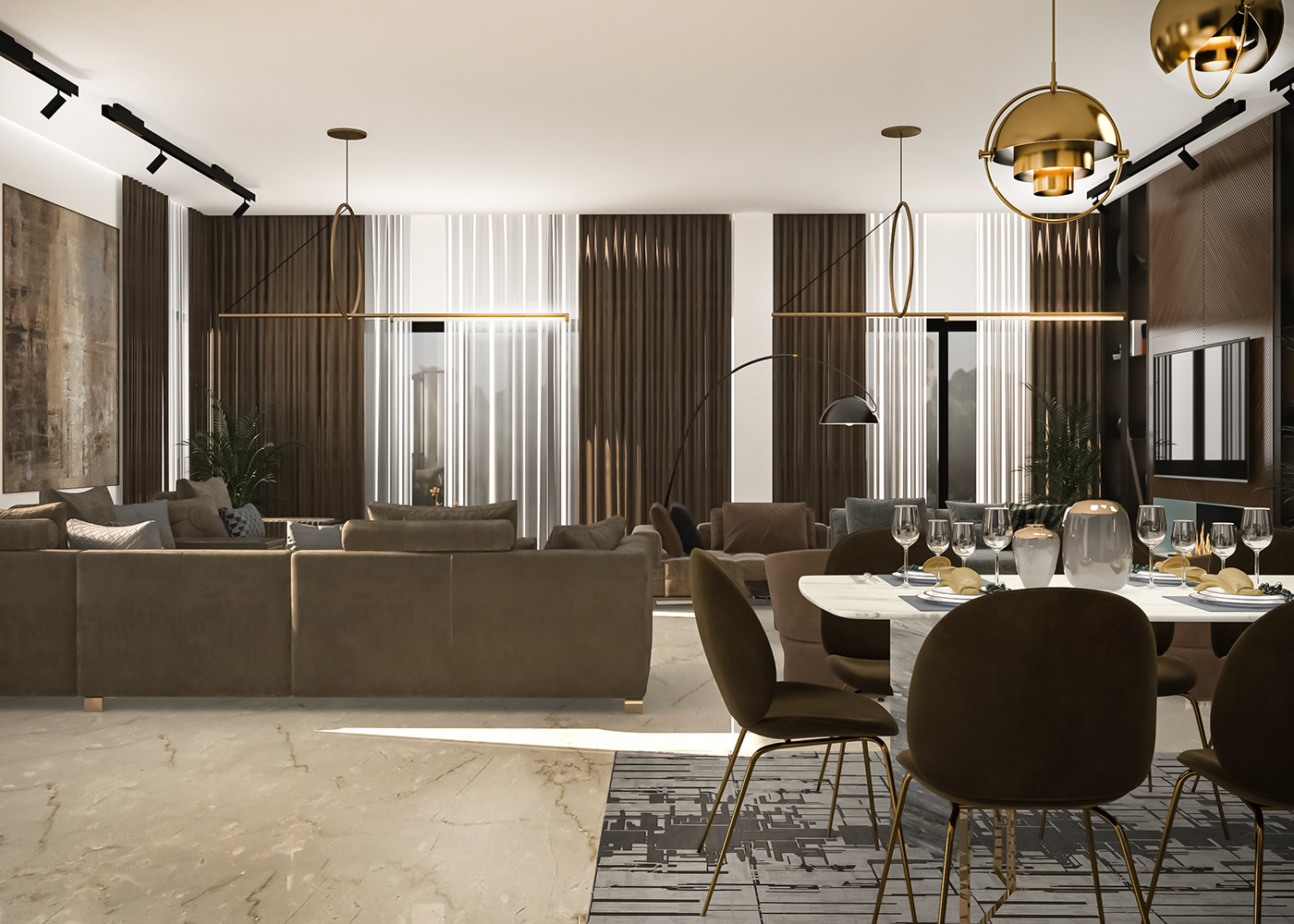 dinning room reception interior design  visualization 3ds max vray villa design architecture Render 3D