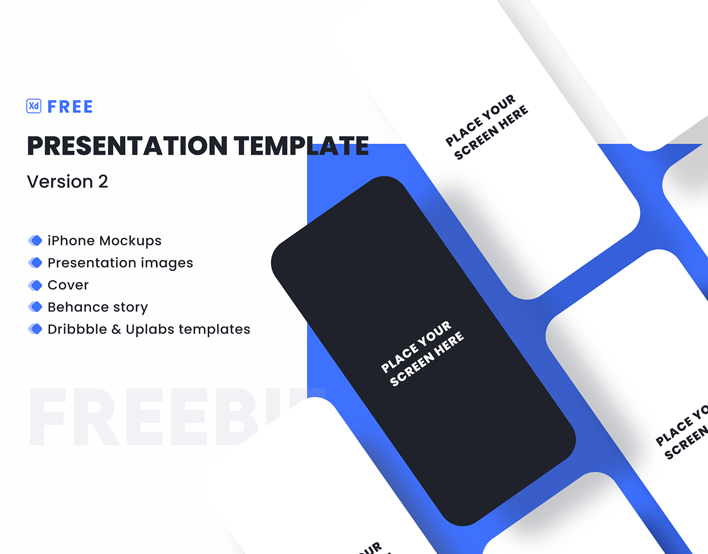 free freebie iphone mockup kit Mockup presentation showcase template uiux wireframe
