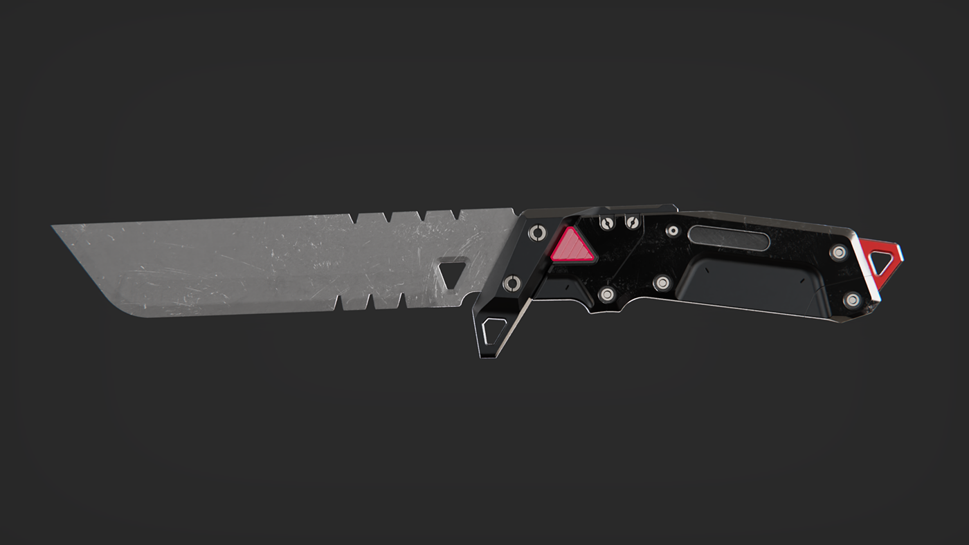 knife edc hard surface modeling fusion keyshot Render Scifi