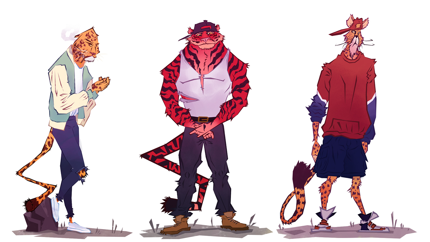 cats wild animals Character design  ILLUSTRATION  swag swag animals wild cats cool cats