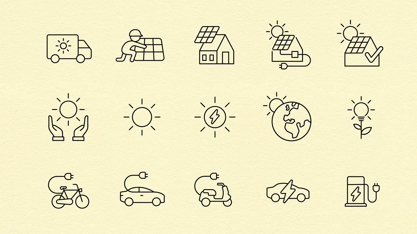 Icon icon design  icon set iconography Renewable Energy solar Solar Panels solar power