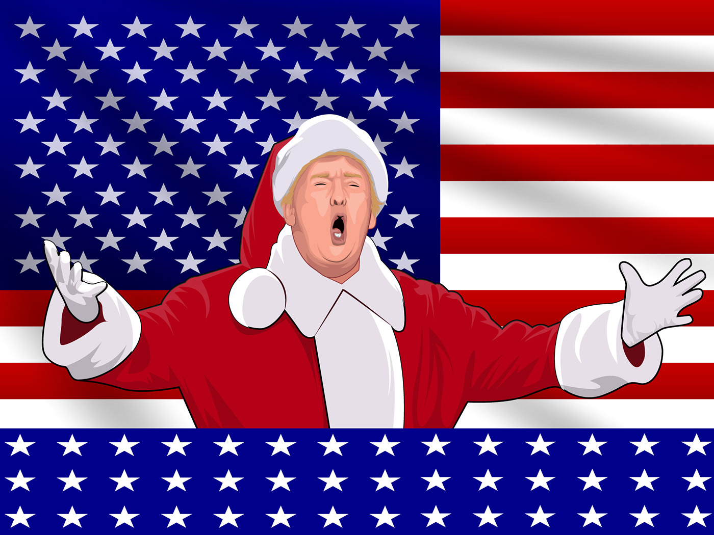 Donald Trump American President american flag vector ILLUSTRATION  cartoon portrait graphic design  art Digital Art 