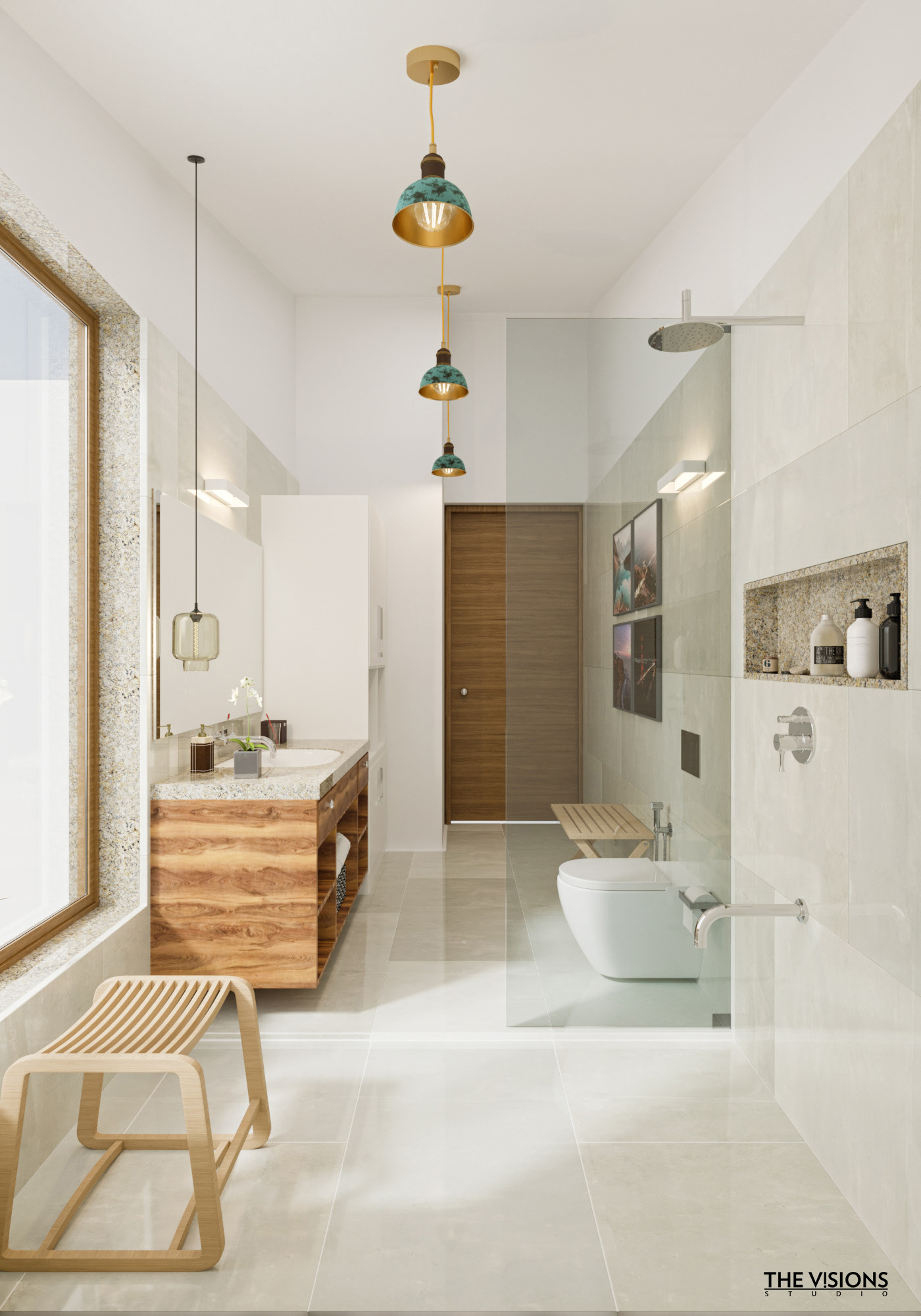 archviz bathroom corona interior design  modern Render toilet visualization washroom wc