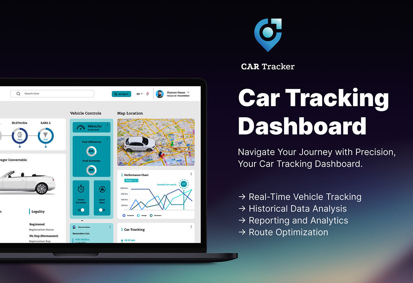 dashboard design dashboard ui Figma UI/UX user interface ui design Car Tracking Tracking Dashboard Car tracking system dashbaord