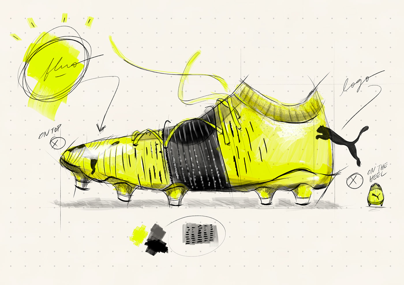 design draw football ILLUSTRATION  puma shoes sketches soccer