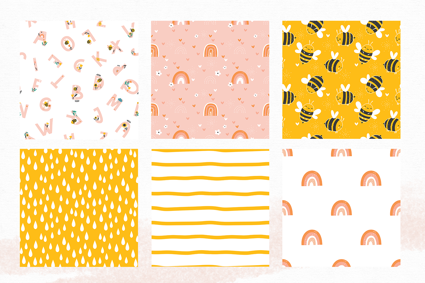 bee ABC Baby Shower children illustration honey kids illustration letters pattern pattern design  Patterns