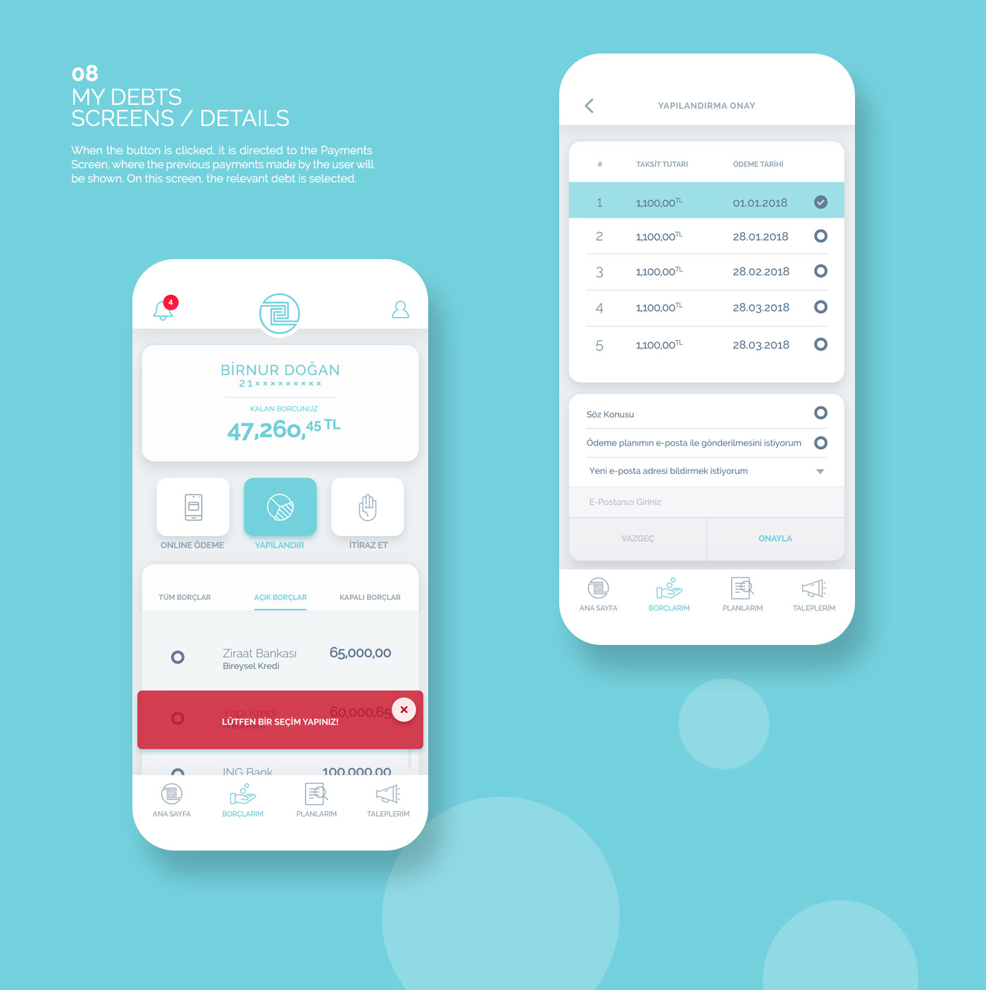 ux finance UI app mobile antalya interaction Bank WALLET payment