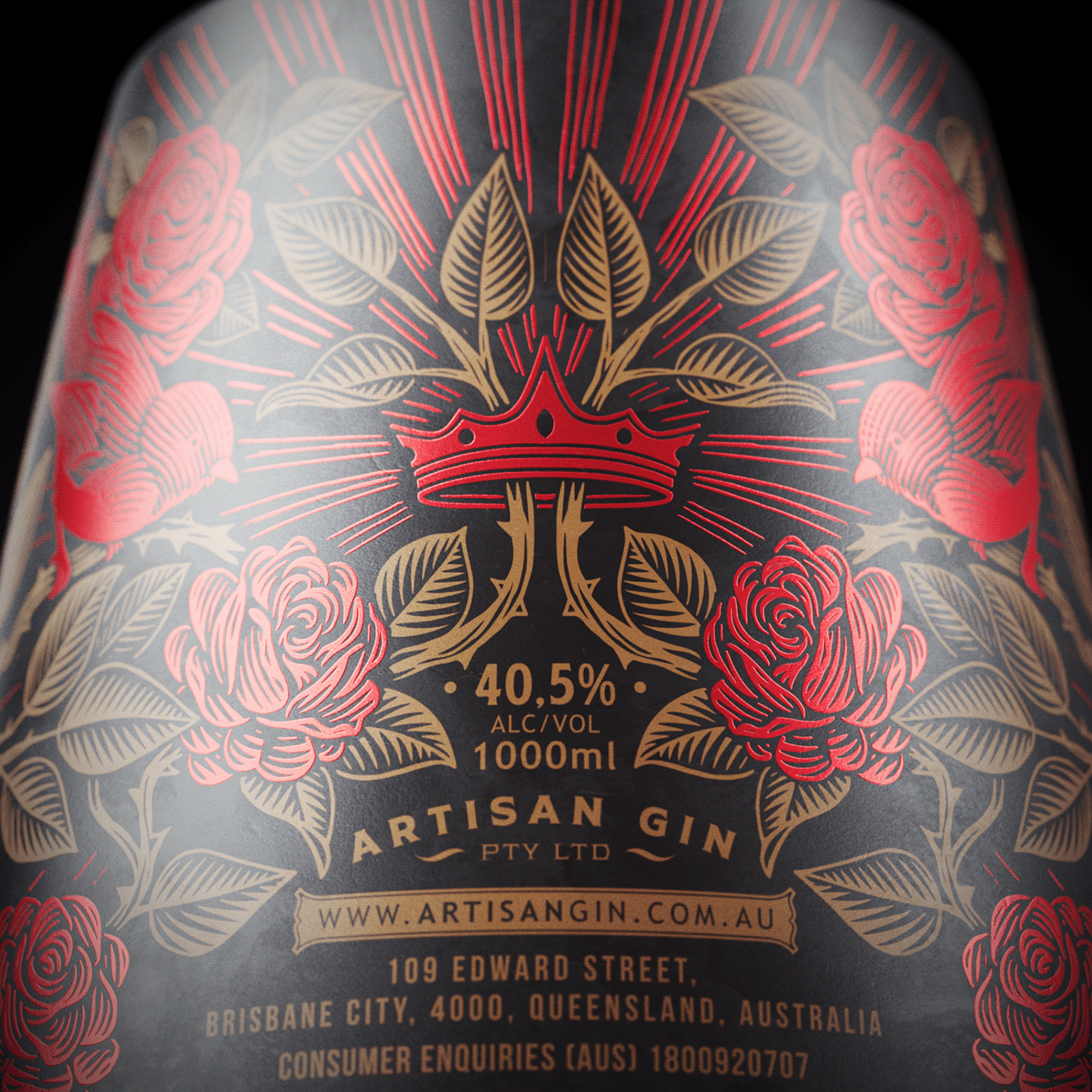 gin Label design Packaging ILLUSTRATION  queen rose alice in wonderland bottle Rum