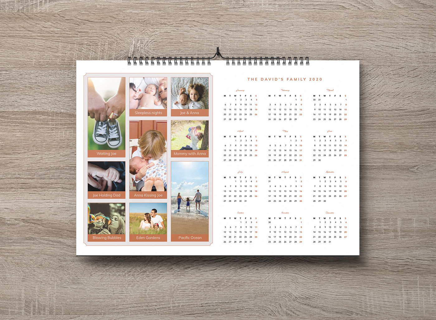 Wall calendar 2020 photography template free calendar 2020 design template freebie