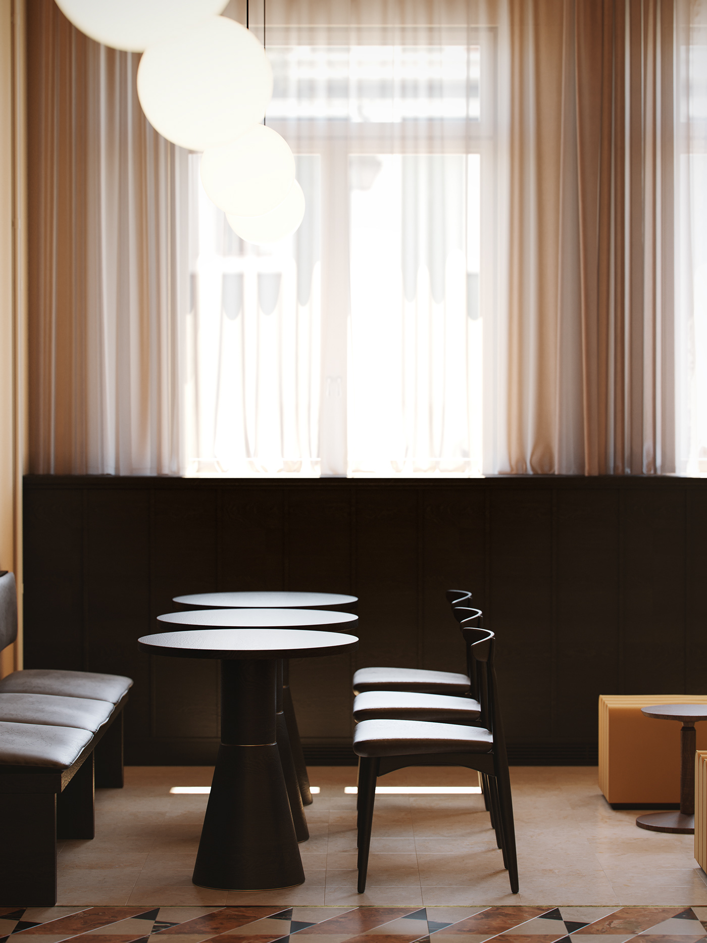 3D adobe c4d cafe CGI cinema4d co-working interior design  London Render