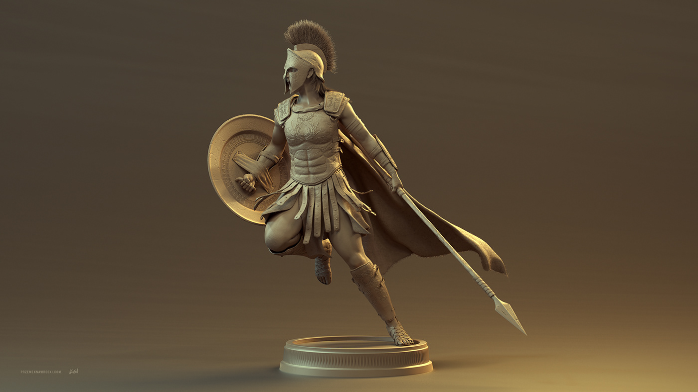 Gladiator warrior Spartan clay clay render statuette figure Sculpt sculpture