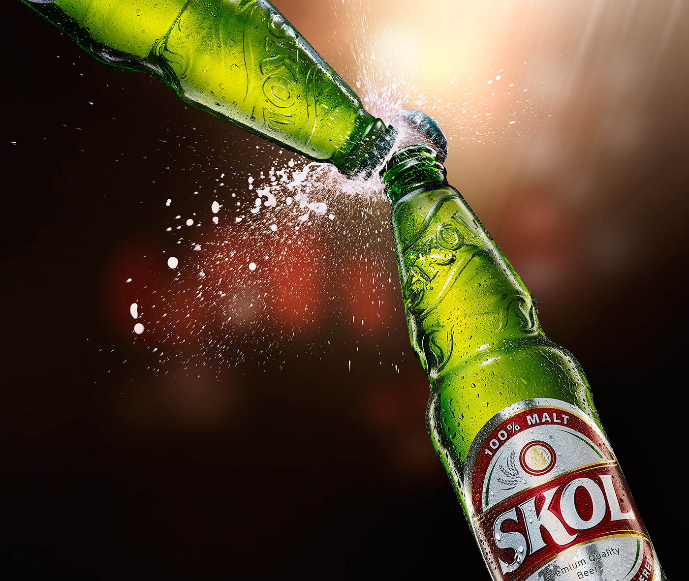 splash explosion explosive retouch digital bottles advertise green beer reflection Post Production Label studio drink