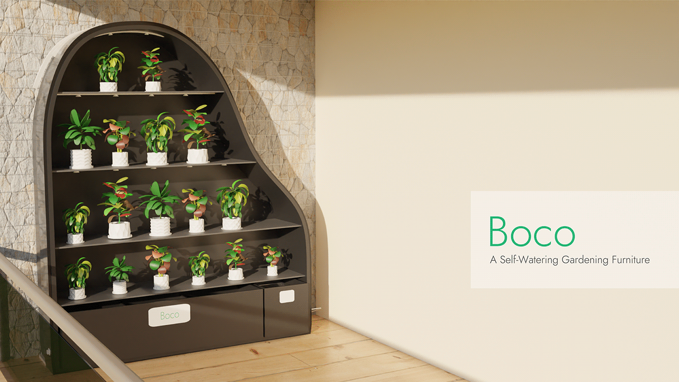 3D Rendering gardening interior design  plants user interface