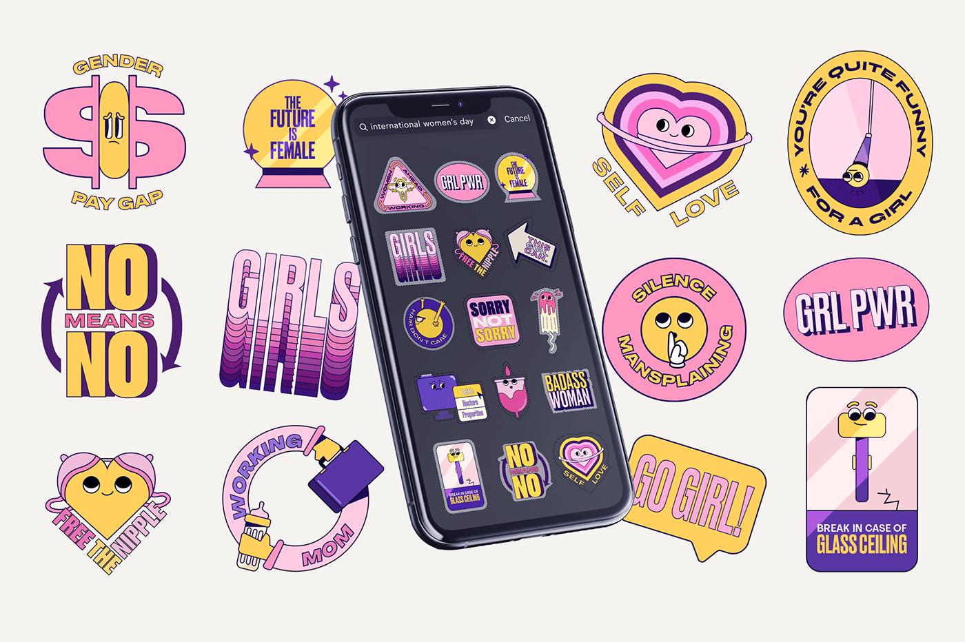 8th march facebook Girl Power snapchat sticker sticker pack stickers women womens day