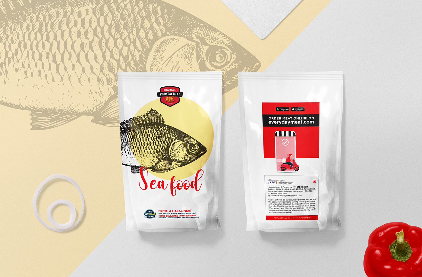 Packaging everuday Meet fish chicken mutton beef rabiul rabi design