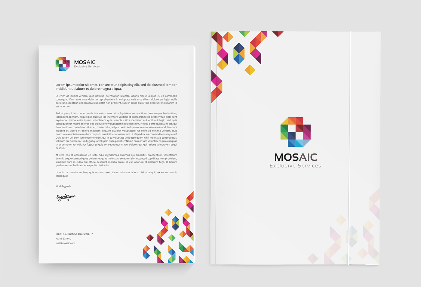 paper portfolio Corporate Identity concept logo mosaic metro Style flat design simple clean colours colors