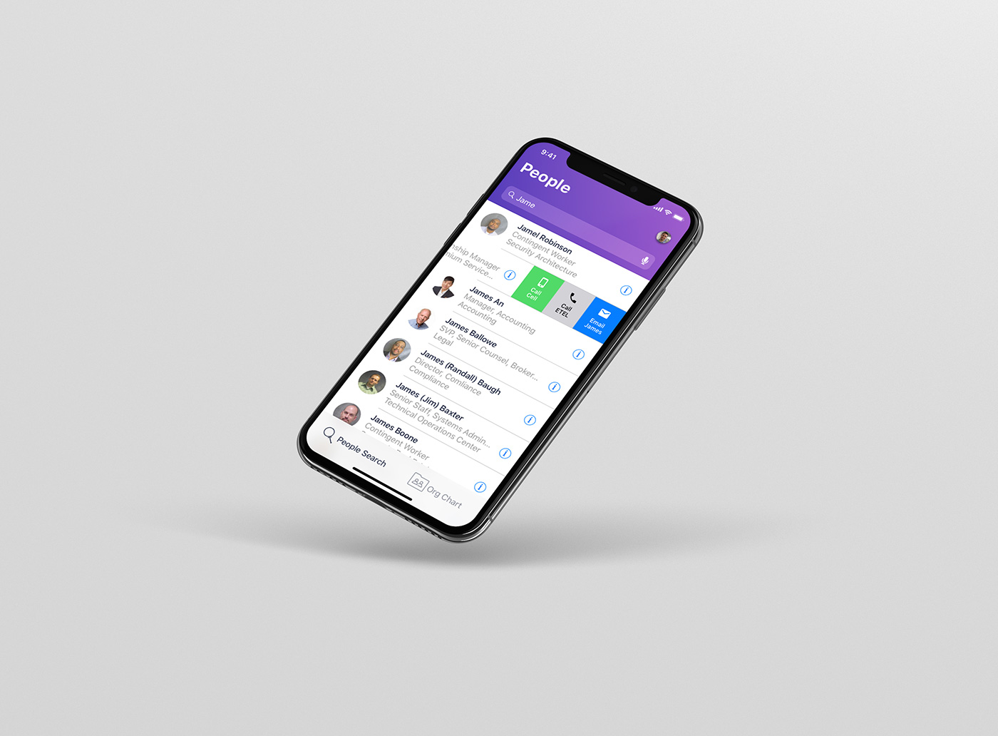 people app mobile ux UI ios 11 iPhone x E*TRADE org chart Interface