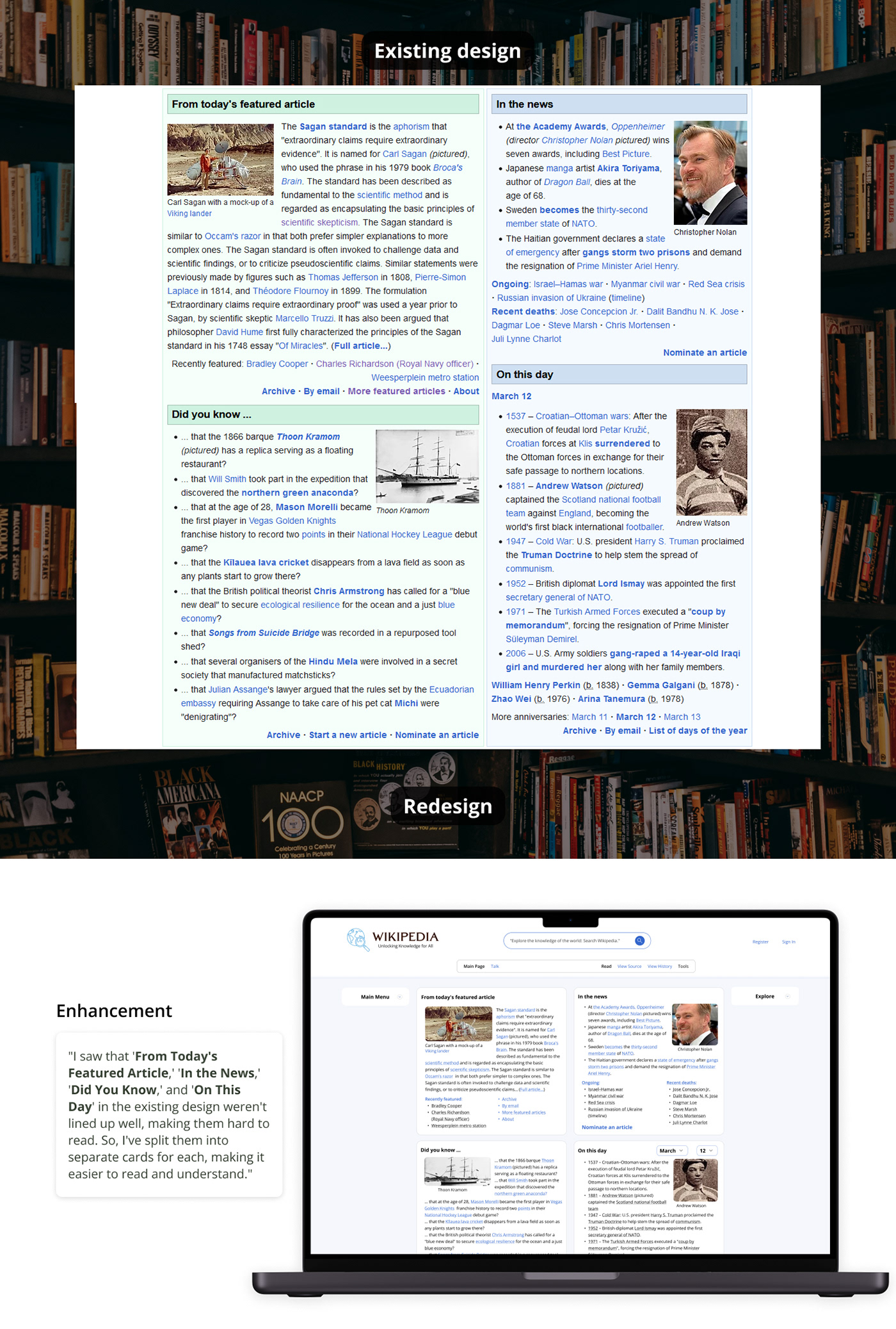 Wikipedia redesign Wikipedia Redesign UI/UX ui design design redesign website Figma landing page UI