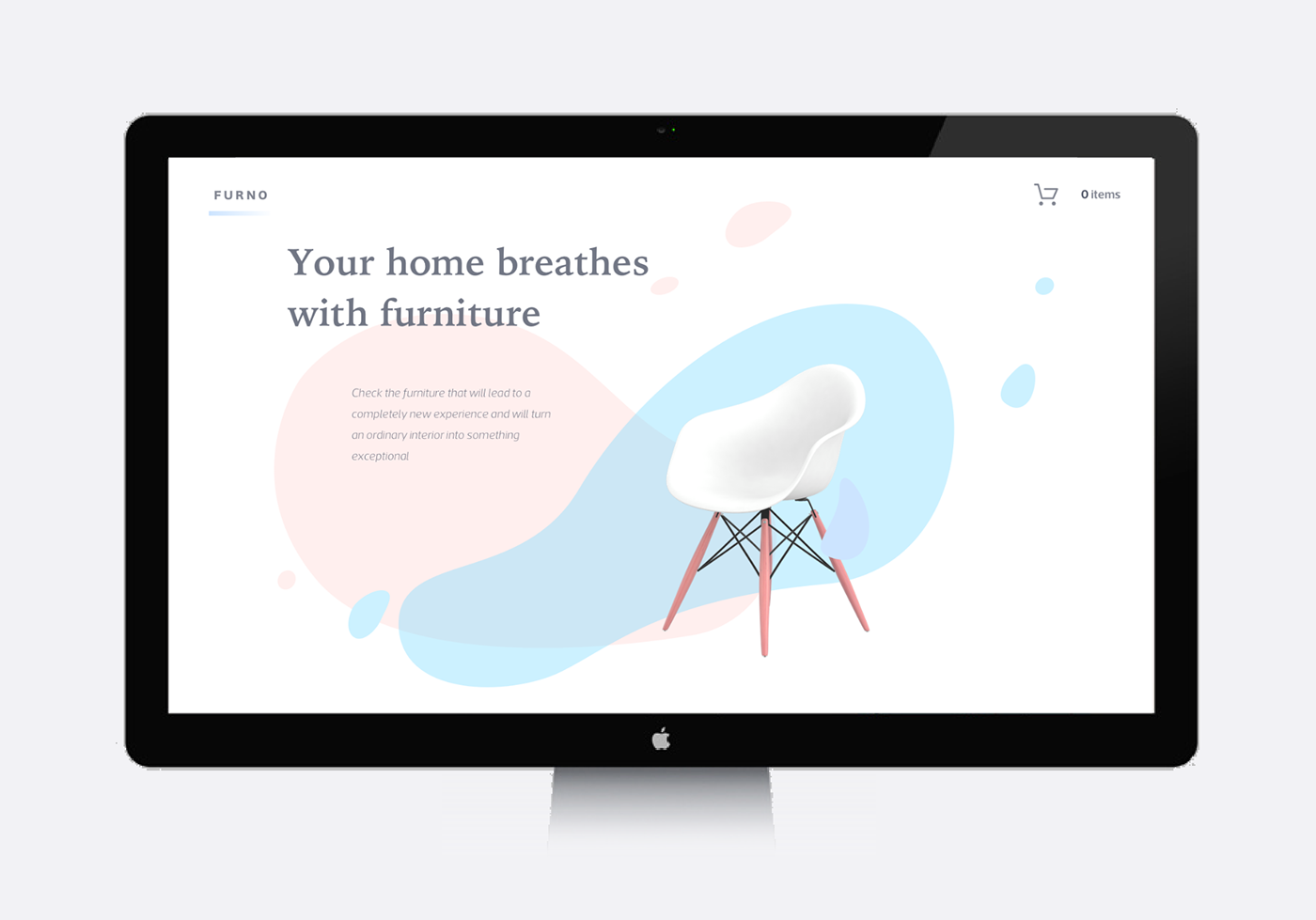 Ecommerce shop furniture Web UI/UX furno desktop pastel cart