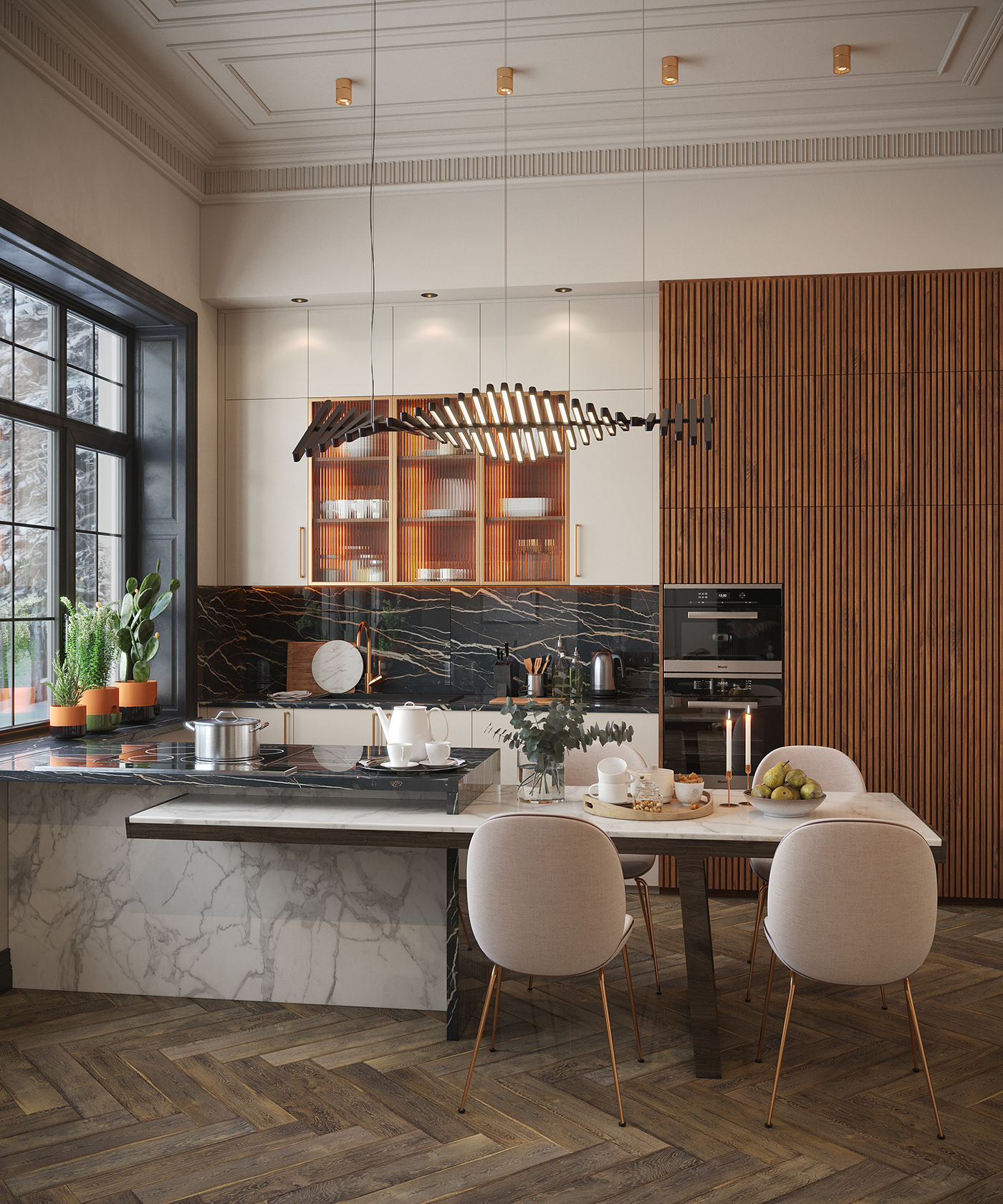 architecture interior design  visualization Render 3ds max apartments Hall hallway kitchen modern classic