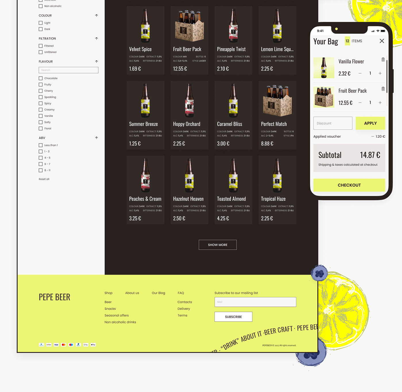 design UI/UX Web Design  Figma Ecommerce site beer logo Website ui design