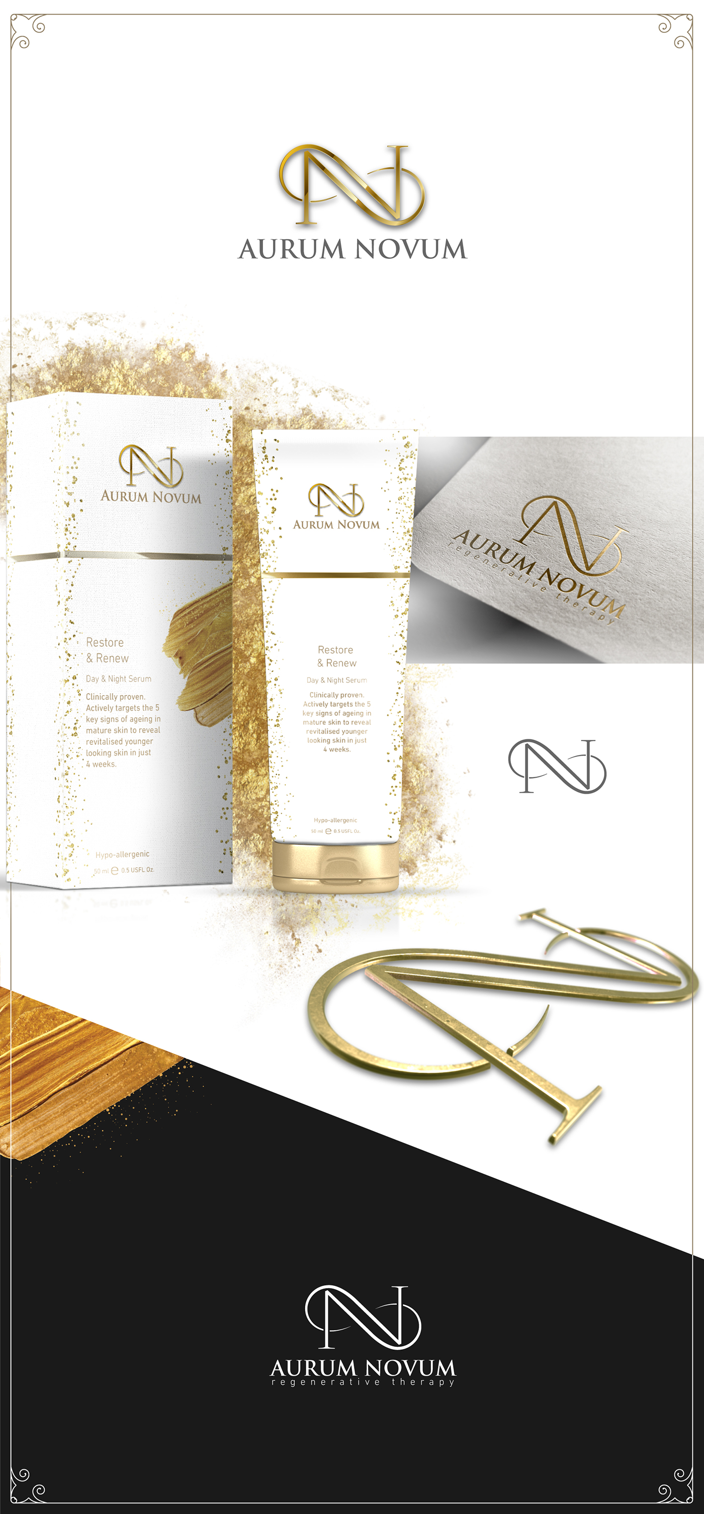 logo gold packing design cosmetics