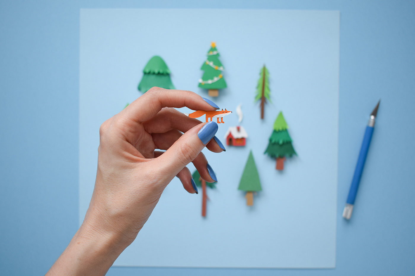 artist artwork character art collage Holiday Miniature paper art paper craft paper cut winter