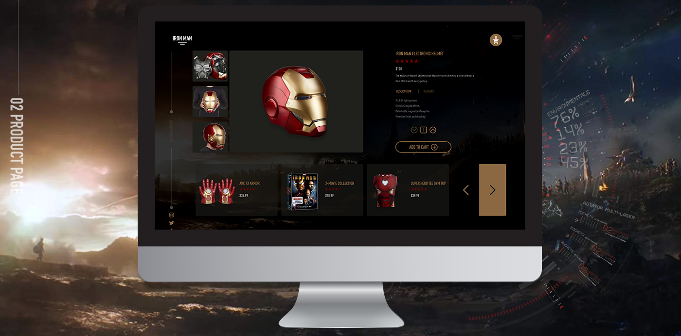 Interaction design  Adobe XD Web Design  UI/UX Adobe Photoshop concept iron man Avengers
