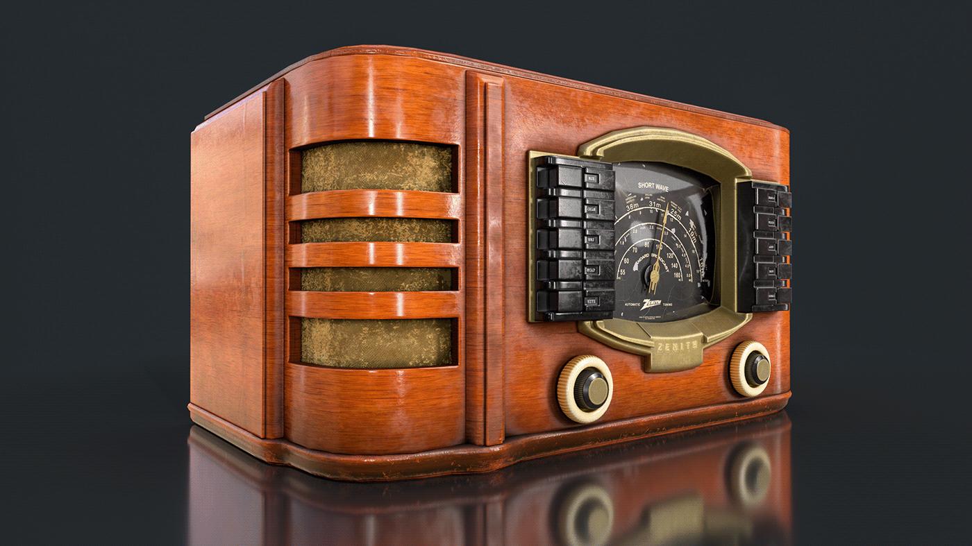 Radio Audio sound vintage Retro 1940s 40s wood 3D