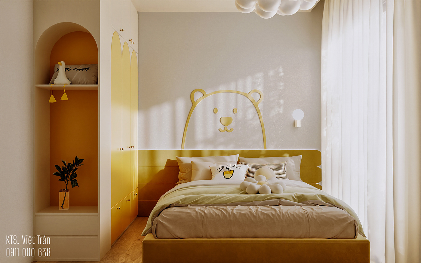 Interior design yellow bear cute 3ds max Render visualization interior design  childroom