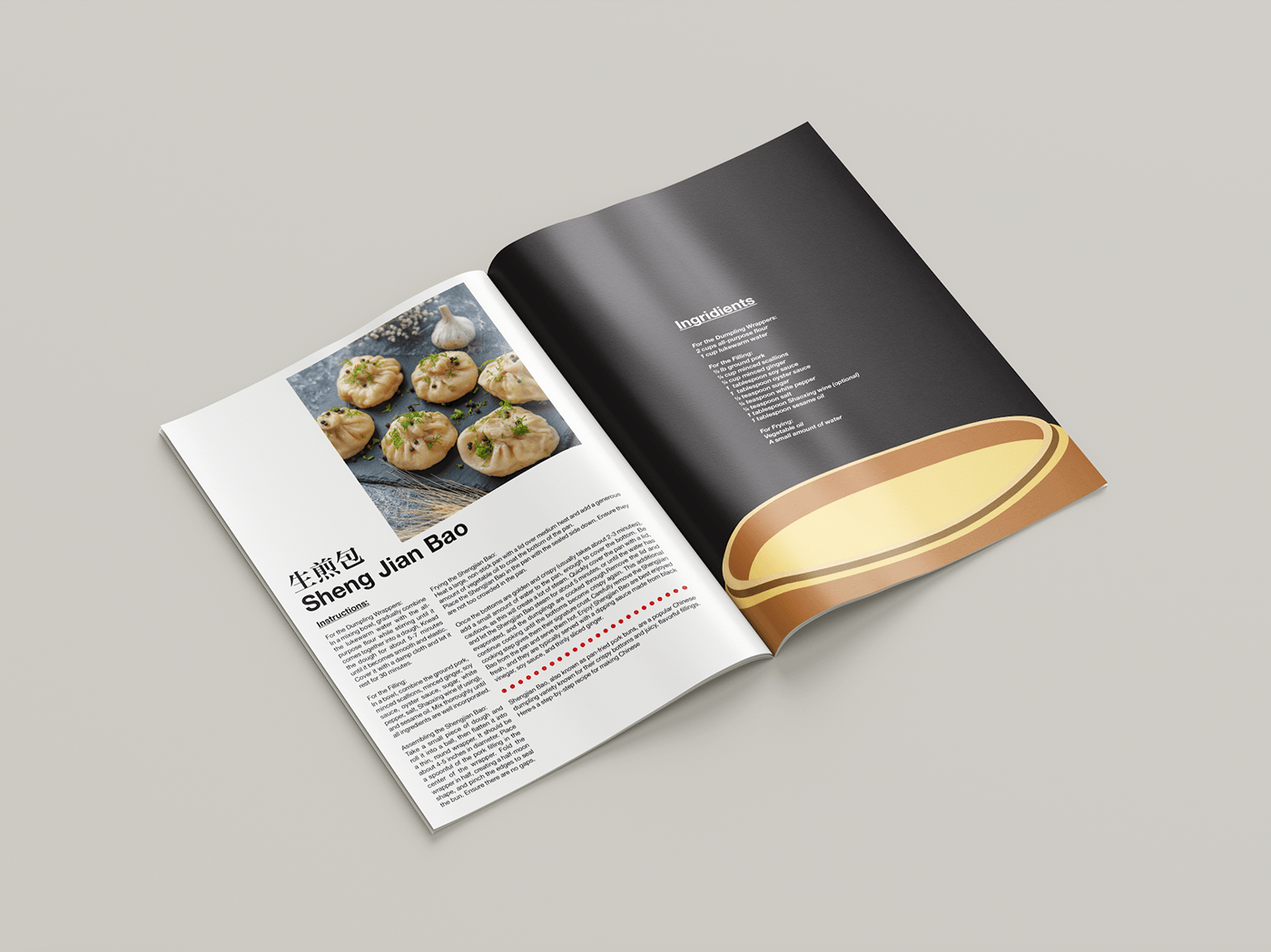 newsletter Magazine design dumplings Chinese style magazine cover design Chinese Food china chinese culture