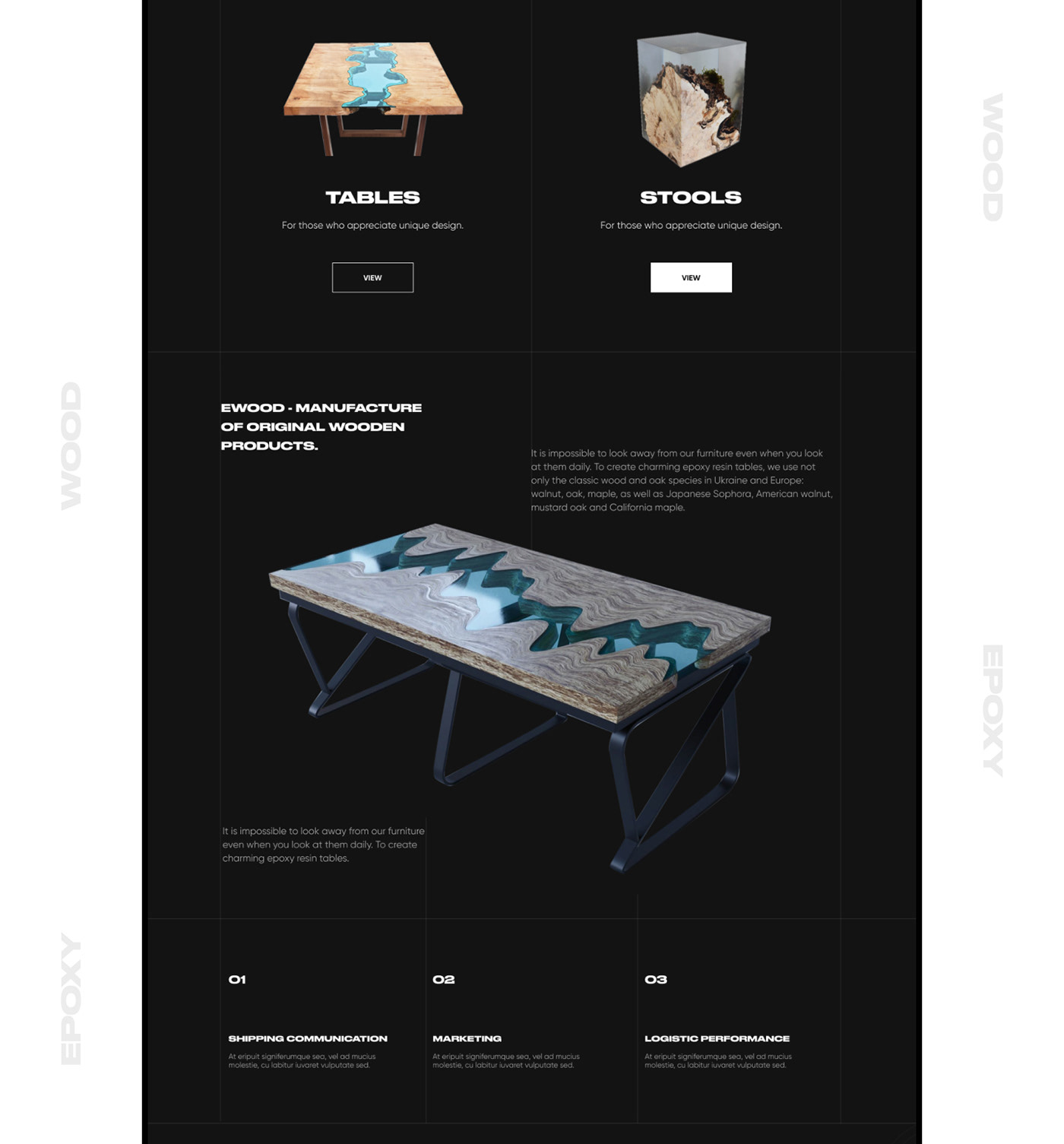 black chair e-commerce epoxy furniture modern table Transparent Furniture ux/ui design Web Design 