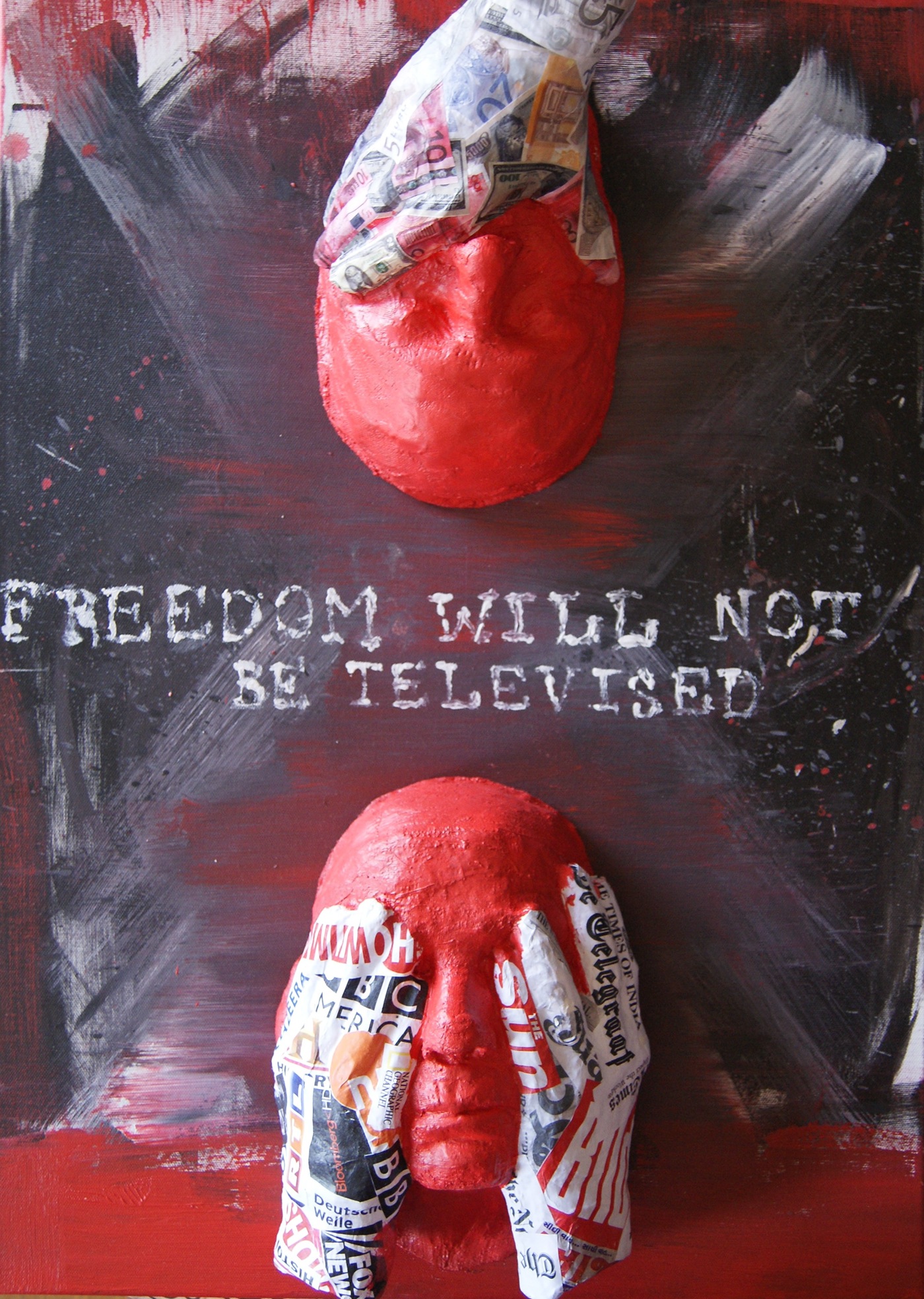 sculpture freedom collage Arylic plaster new order faces slavery