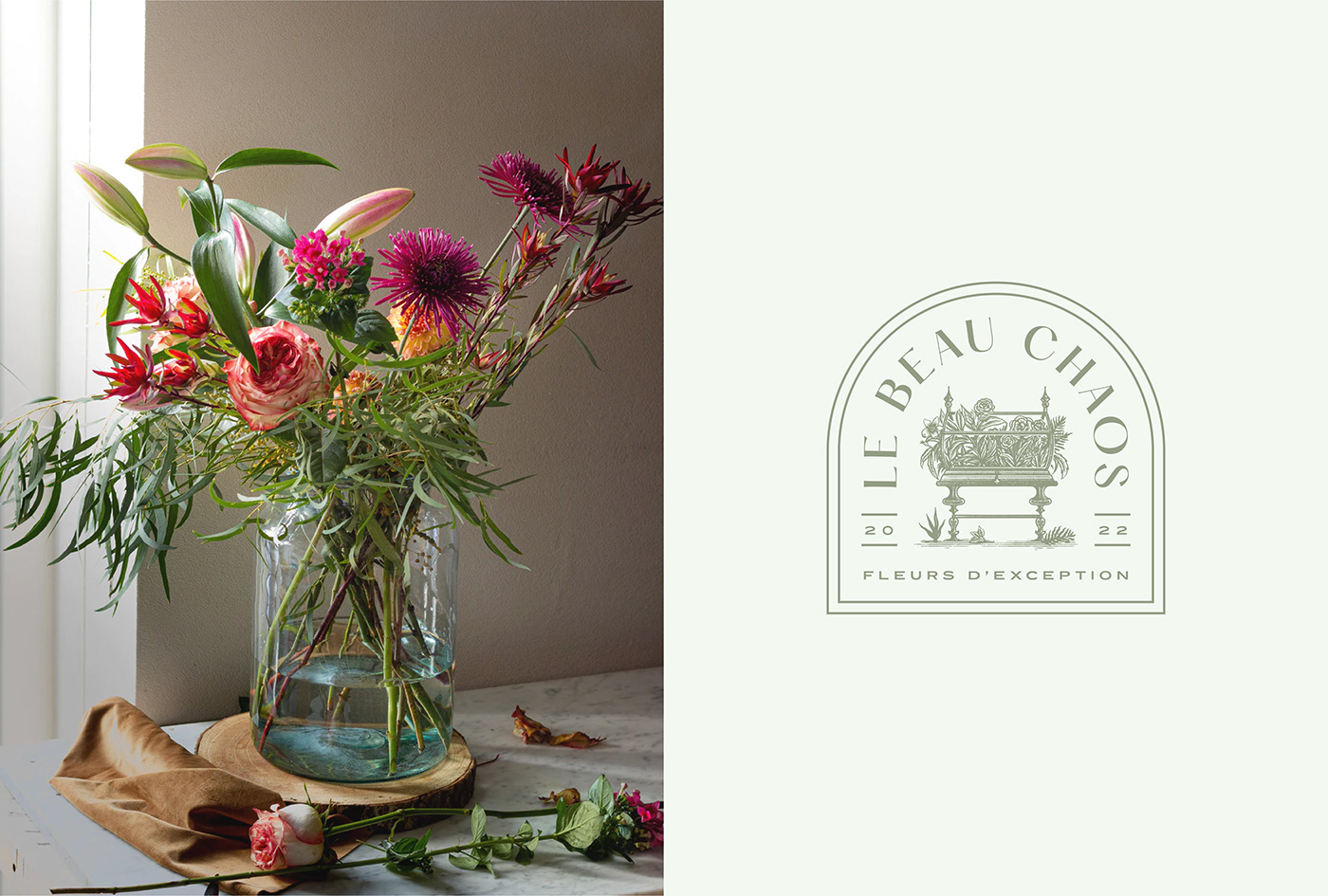 botanic brand identity fern floral flower handdrawn logo Victorian vintage Flower Shop