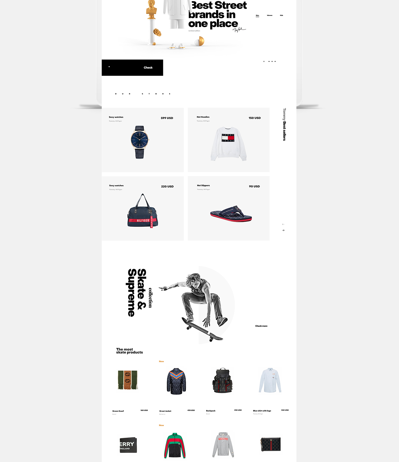 Webdesign 3D branding  concept gold UI ux mobile modern skate