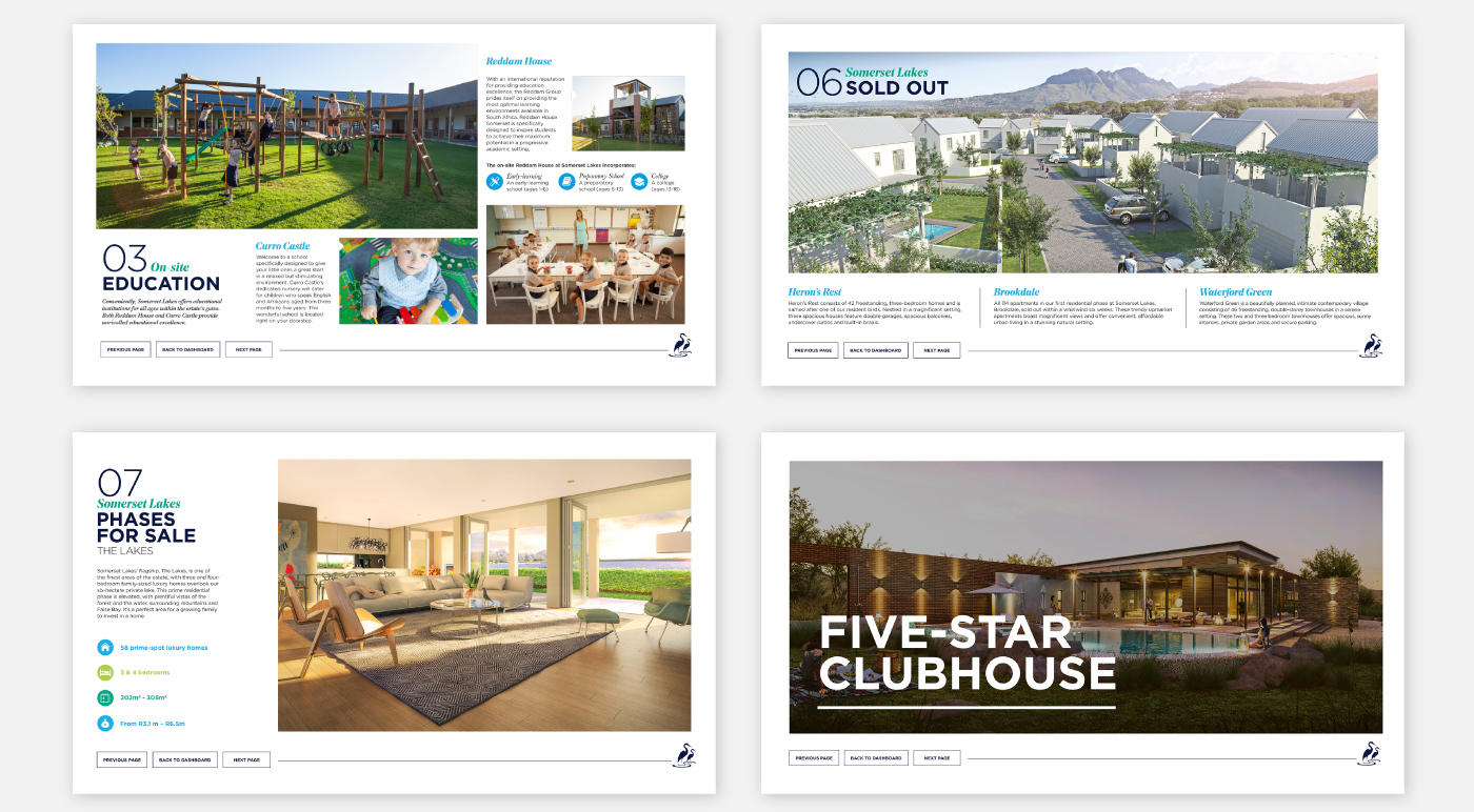 Interactive Experience graphic design  property design presentation Investec somerset lakes