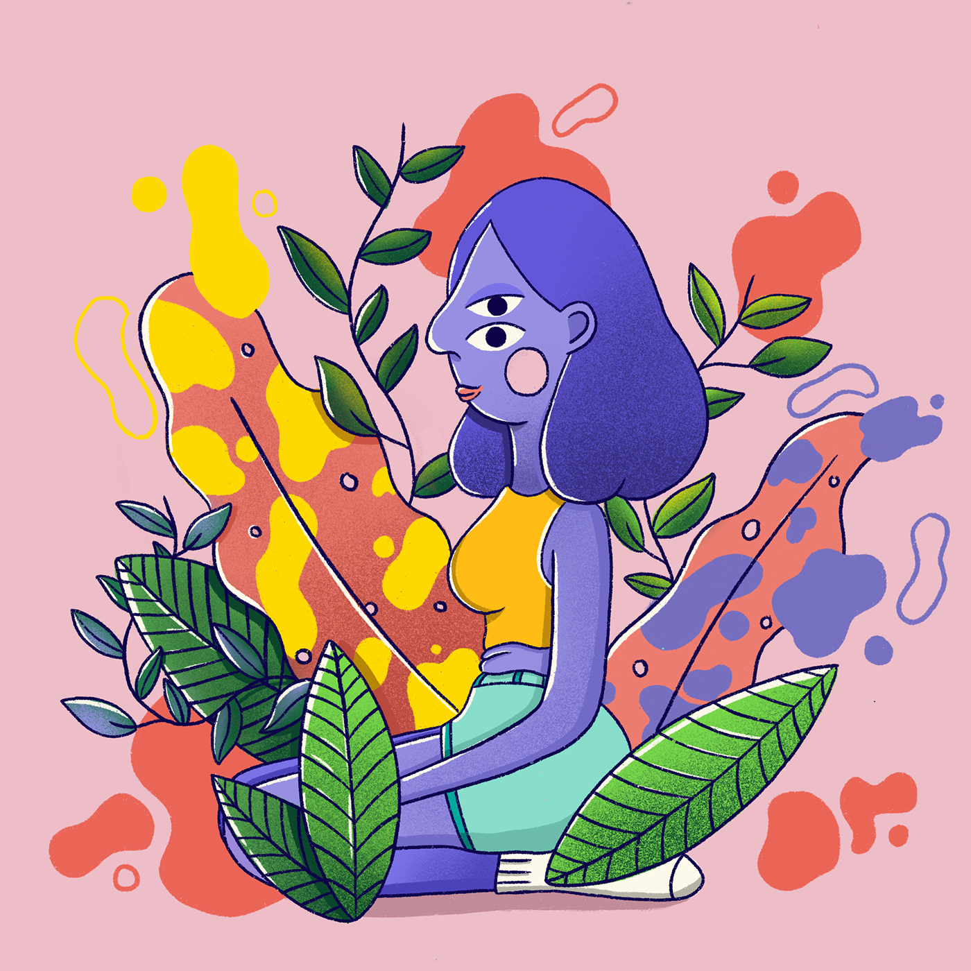 Procreate Illustrator ilustracion draw ipadpro DigitalDraw Character girl plants
