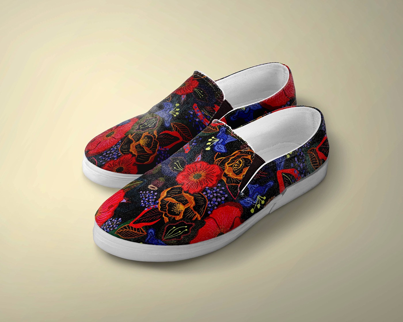 floral pattern bold bright dark electric botanical digital textile design 