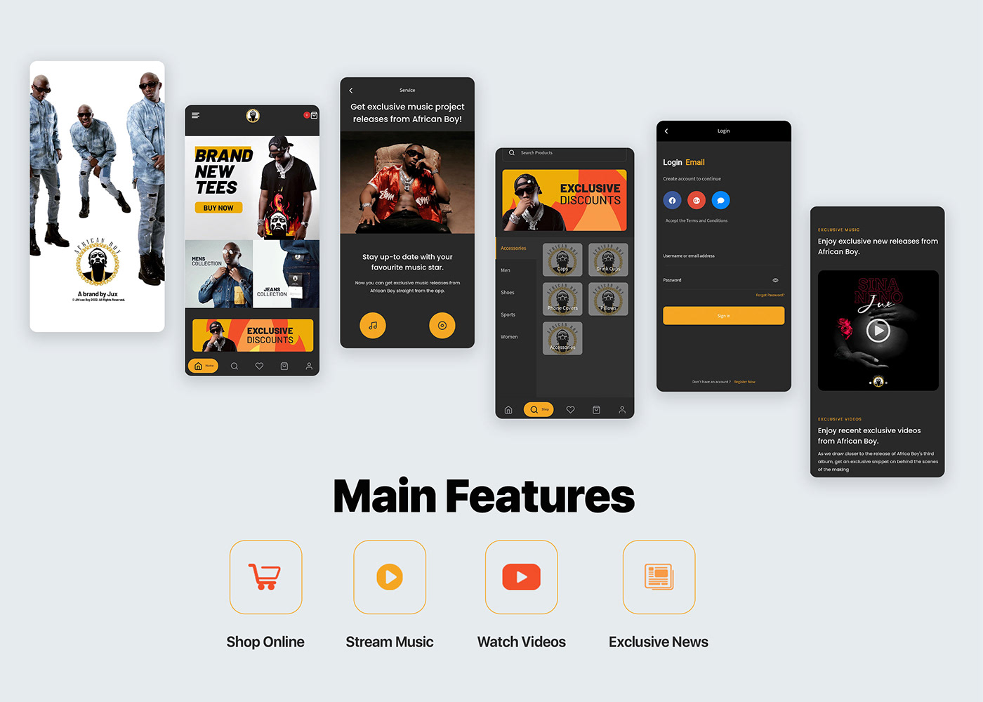 african boy app design Juma Jux mobile app design UI/UX