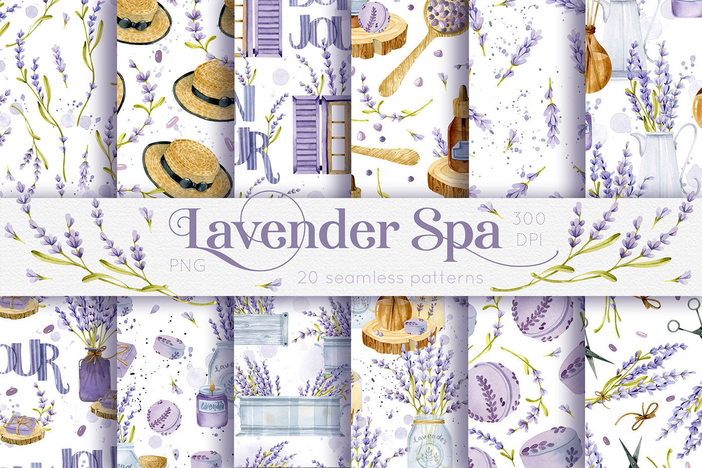 france lavender Nature pattern Provence seamless Spa Travel wallpaper watercolor