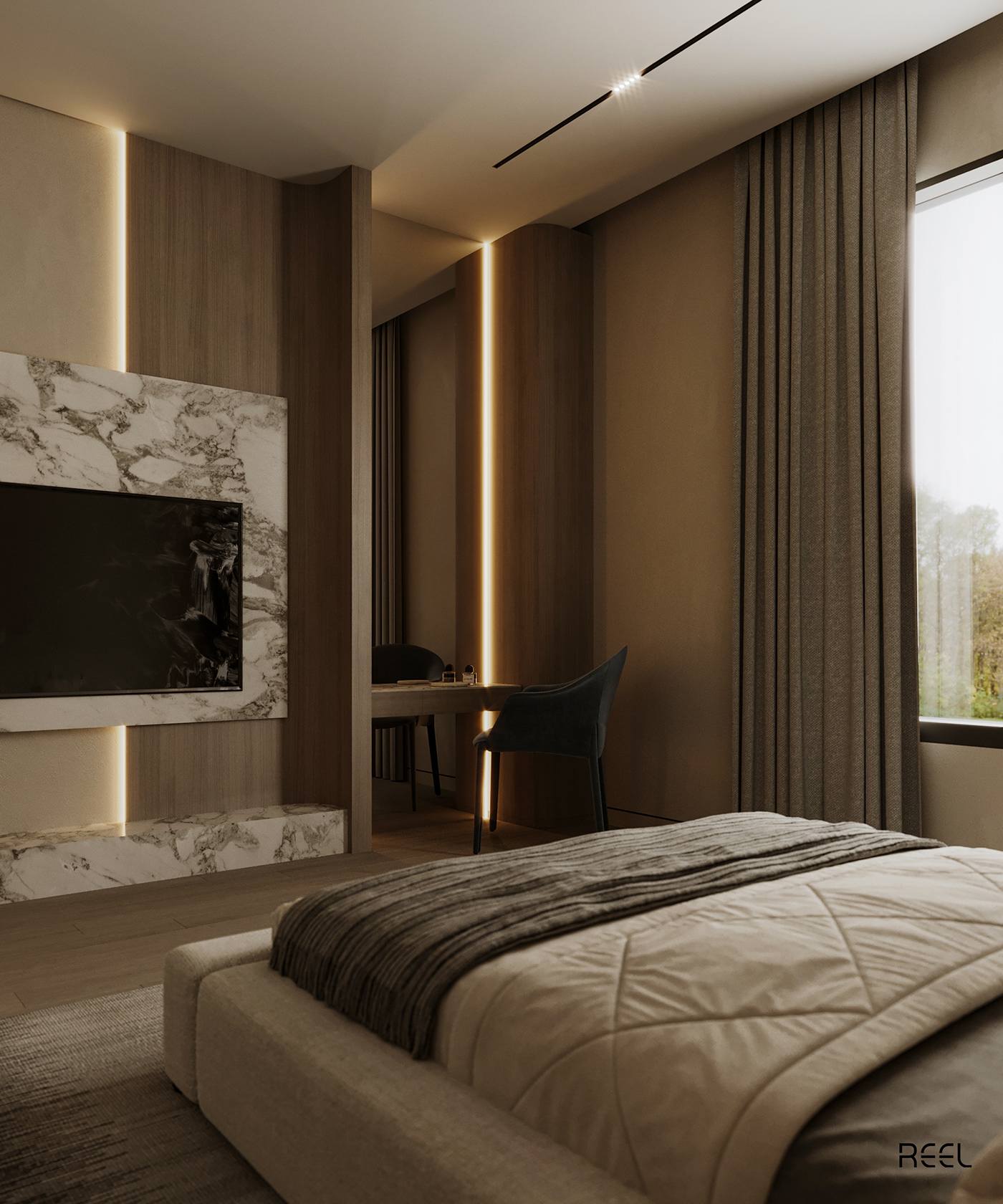 bed interior design  Render architecture modern 3D bedroom visualization 3ds max corona