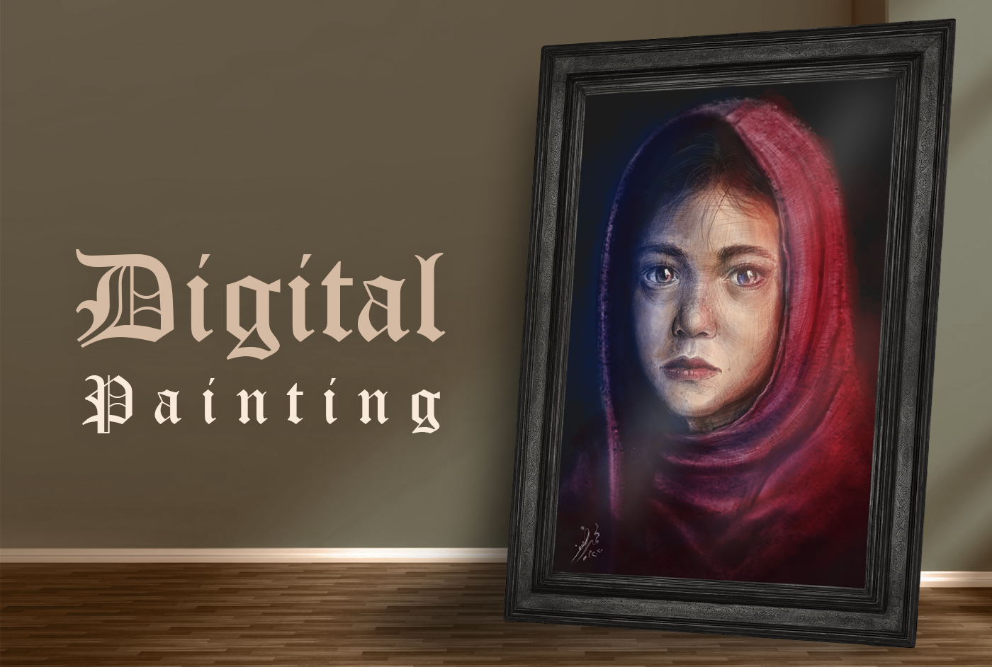 art Digital Art  digital painting girl ILLUSTRATION  painting   photoshop red sad tablet