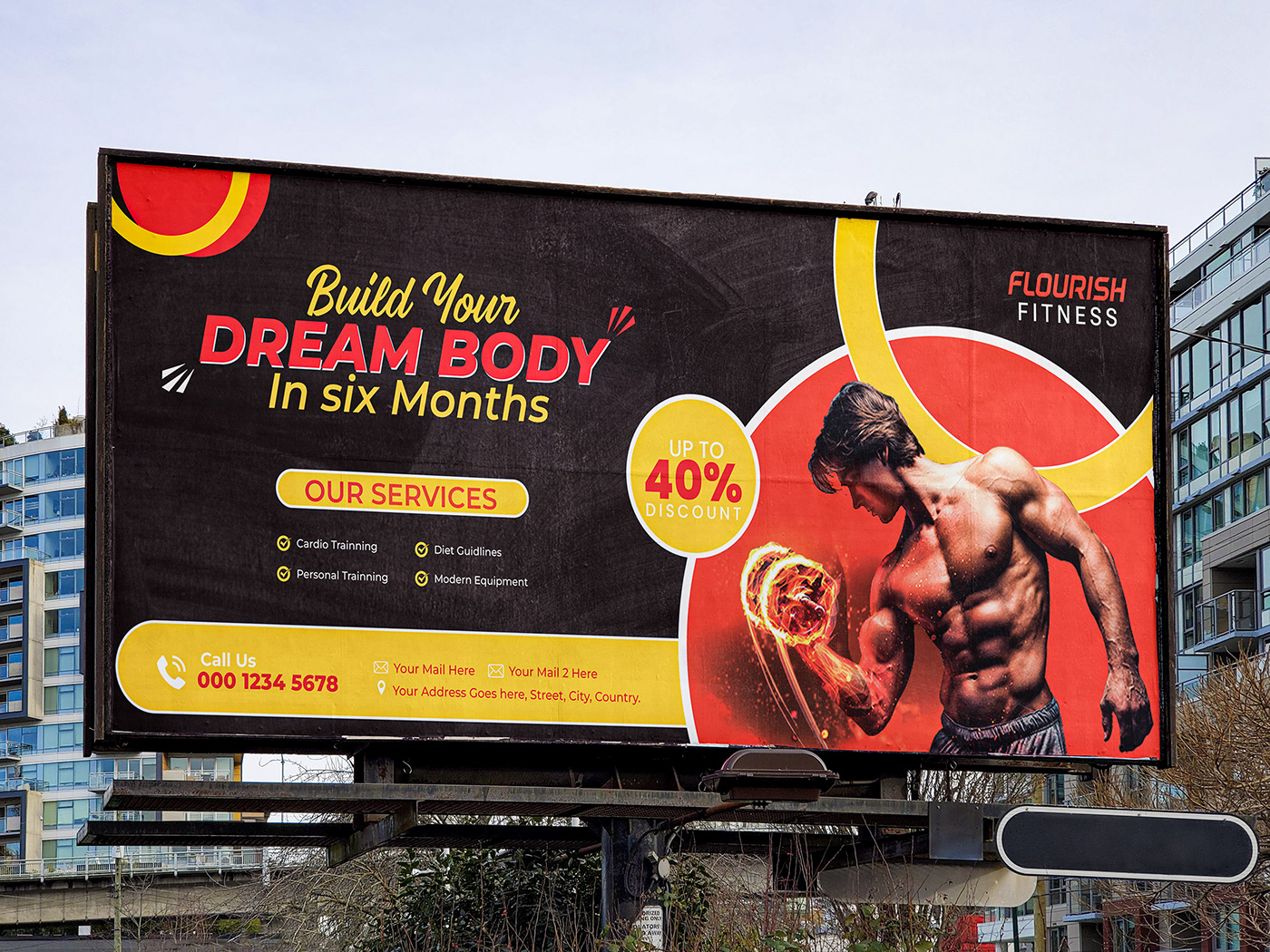 billboard fitness gym workout training BodyBuilding exercise Signage print banner