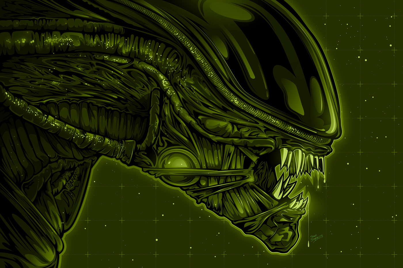 adobe illustrator alien cover design digital illustration hrgiger Ridley Scott sci-fi vector art Xenomorph